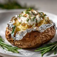 Baked Potato in Oven Wrapped in Foil with Butter: Silky Interior