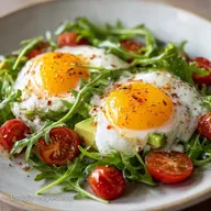 Poached Egg Breakfast Salad with Avocado