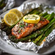 Baked Salmon Asparagus Foil Packs Recipe for 4