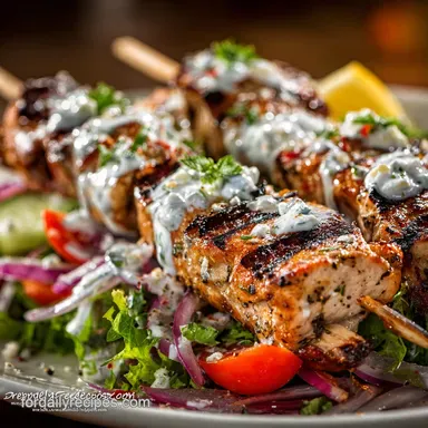Greek Recipes: The Real Deal Chicken Souvlaki, Tzatziki Salad