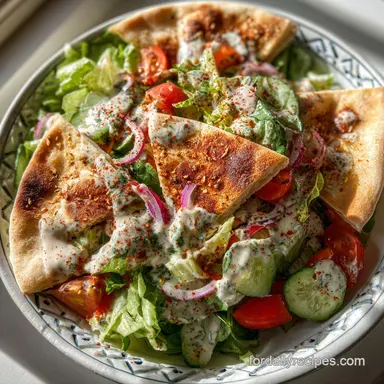 fattoush salad recipe with Pomegranate in 20 Minutes Recipe Card