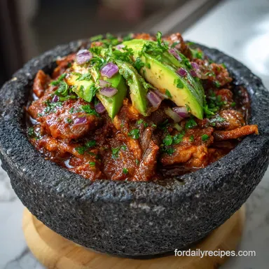 Authentic Molcajete Recipe How to Make Molcajete D: Sizzling Stone Dish Recipe Card