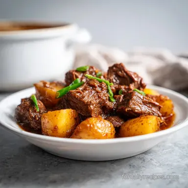 Slow Cooker Recipe with Beef and Potatoes: 8 Hours Recipe Card