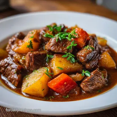 Beef Stew and Crockpot: Tender Beef for 6 Servings Recipe Card