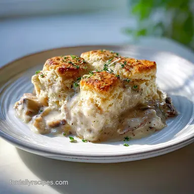 Biscuits and Gravy Casserole Make-Ahead Baked Recipe Card