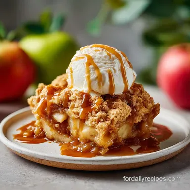 Caramel Apple Dump Cake with Fresh Apples for 12 Servings Recipe Card
