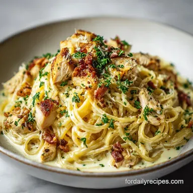 Chicken Carbonara Recipe in 25 Minutes Recipe Card
