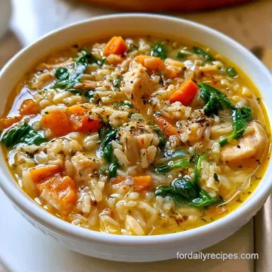 Chicken Spinach Soup with Rice for 6 Recipe Card