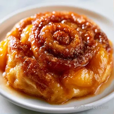Cinnamon Roll Peach Cobbler in 45 Minutes Recipe Card