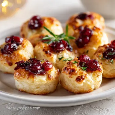 Christmas Finger Food Idea for Parties with Cranberry and Brie Recipe Card