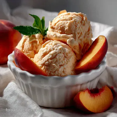 Peach Ice Cream Recipe: Ultra Creamy No Eggs Recipe Card