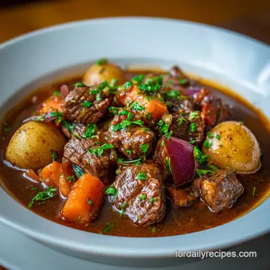 Crock Pot Recipe with Beef Stew for 6 Recipe Card