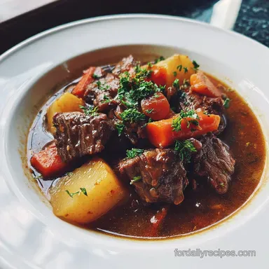 Crockpot Beef Stew with Vegetables for 6 Servings Recipe Card