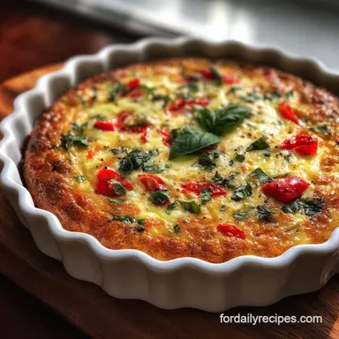 Crustless Quiche Recipe: Cottage Cheese & Ham | Ready in 45 Min Recipe Card