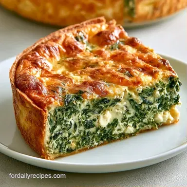 Crustless Spinach Quiche for 8 Slices Recipe Card