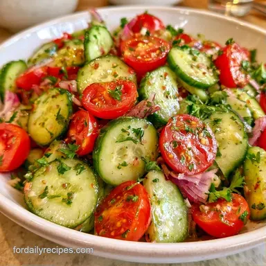 Cucumber Tomato Salad with Cider Vinegar Recipe Card