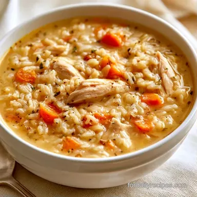 Dutch Oven Chicken Rice Soup: 4 Servings Recipe Card