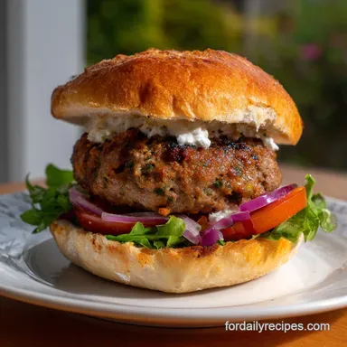 Mediterranean Lamb Burger Lamb Burger Recipe Easy: Juicy Flavorful Recipe Card