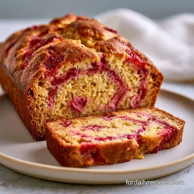 Strawberry Rhubarb Bread with Sour Cream Recipe Card
