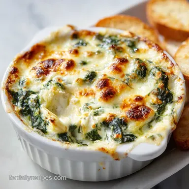 Hot Spinach Artichoke Dip for 10 Servings Creamy Baked Appetizer