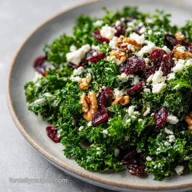 Kale Salad with Cranberry Walnut and Feta for 4 Servings