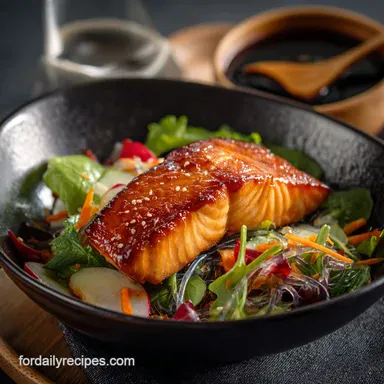 Japanese Mounjaro Diet Recipes: Umami Miso Salmon Konjac Salad Recipe Card