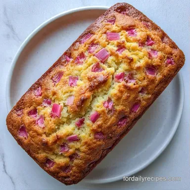 Moist Rhubarb Loaf Cake with Sour Cream Recipe Card