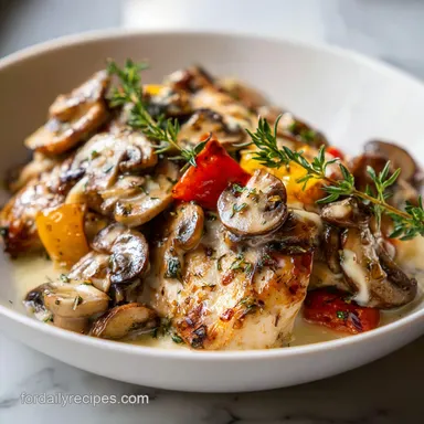 Mushroom Chicken: Velvety Sauce for 4 Recipe Card