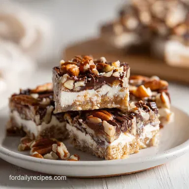 No Bake Turtle Dream Bars with Silky Cheesecake Layers