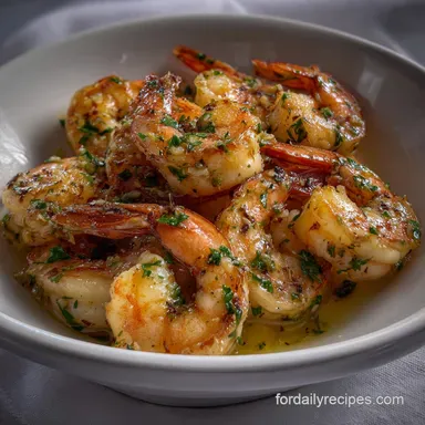 New Years Eve Easy Dinner Idea with Garlic Shrimp Recipe Card