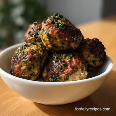 Meatballs Cooked in Oven with Garlic and Herbs: Oven-Only Crispy Baked Recipe Card