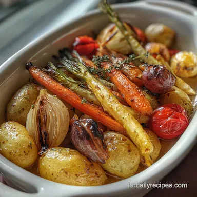 Oven Roasted Vegetables Crispy Baked Recipe Card