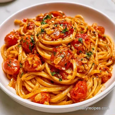 Pasta With Cherry Tomatoes in 20 Minutes Recipe Card