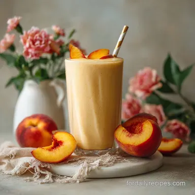 Peach Milkshake Recipe in 10 Minutes | Creamy Summer Treat Recipe Card