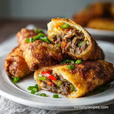 Philly Cheesesteak Egg Rolls: Crispy Baked
