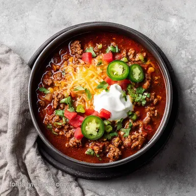 Pioneer Woman Chili with Ground Beef in 2h 15m Recipe Card