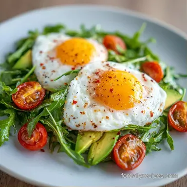Poached Egg Breakfast Salad with Avocado Recipe Card