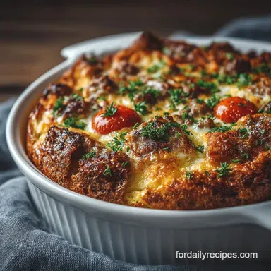 Breakfast Casserole: Make Ahead Sausage Gruyere Strata Recipe Card