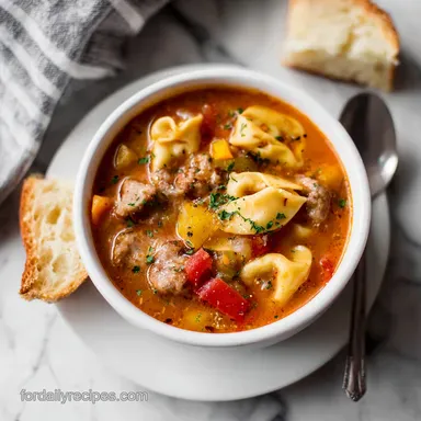 Sausage Tortellini Soup in 30 Minutes Recipe Card