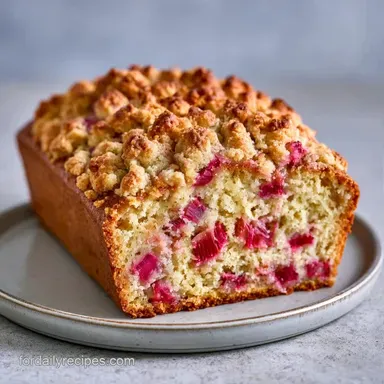 Seasonal Rhubarb Bread with Yogurt Recipe Card
