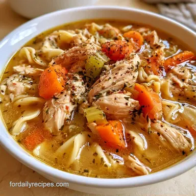 Slow Cooker Chicken Noodle Soup for 8 Recipe Card