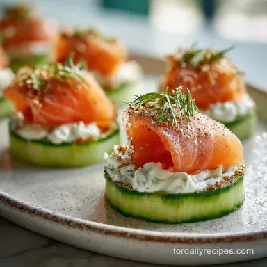 Top Easy Bite Sized NYE Appetizer Idea with Smoked Salmon - Make-Ahead Party Ready Recipe Card
