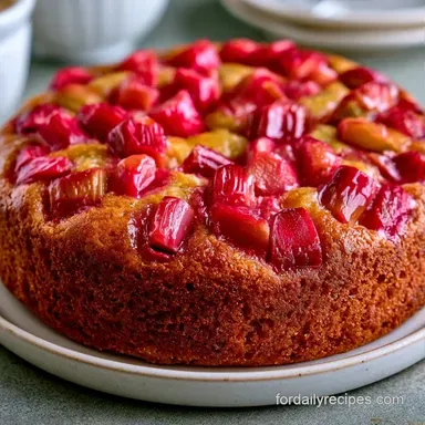 Sour Cream Rhubarb Cake for 8 Servings Recipe Card
