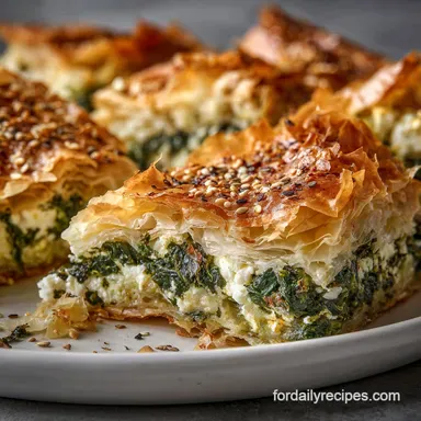 Phyllo Dough Recipe with Spinach and Feta | Authentic Spanakopita Recipe Card