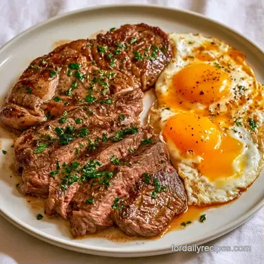 Steak and Egg Breakfast for 4 Servings Recipe Card