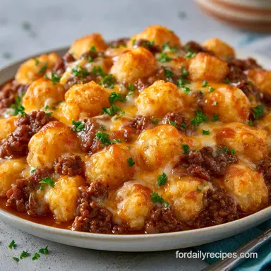 Taco Tater Tot Casserole for 6 Servings Recipe Card