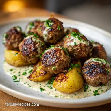 Tahini Kofta Recipe with Potatoes for 4 Servings Recipe Card