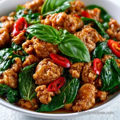 Thai Basil Chicken Stir Fry in 20 Min Recipe Card
