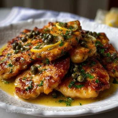Thin Sliced Chicken Scallopini: Crispy Lemon-Caper Dinner Recipe Card