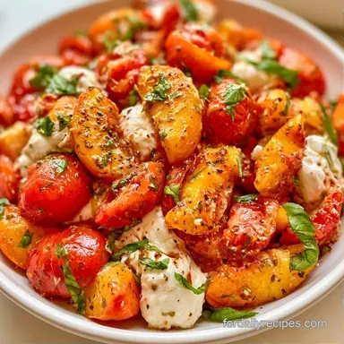 Tomato Peach Salad in 10 Minutes Recipe Card